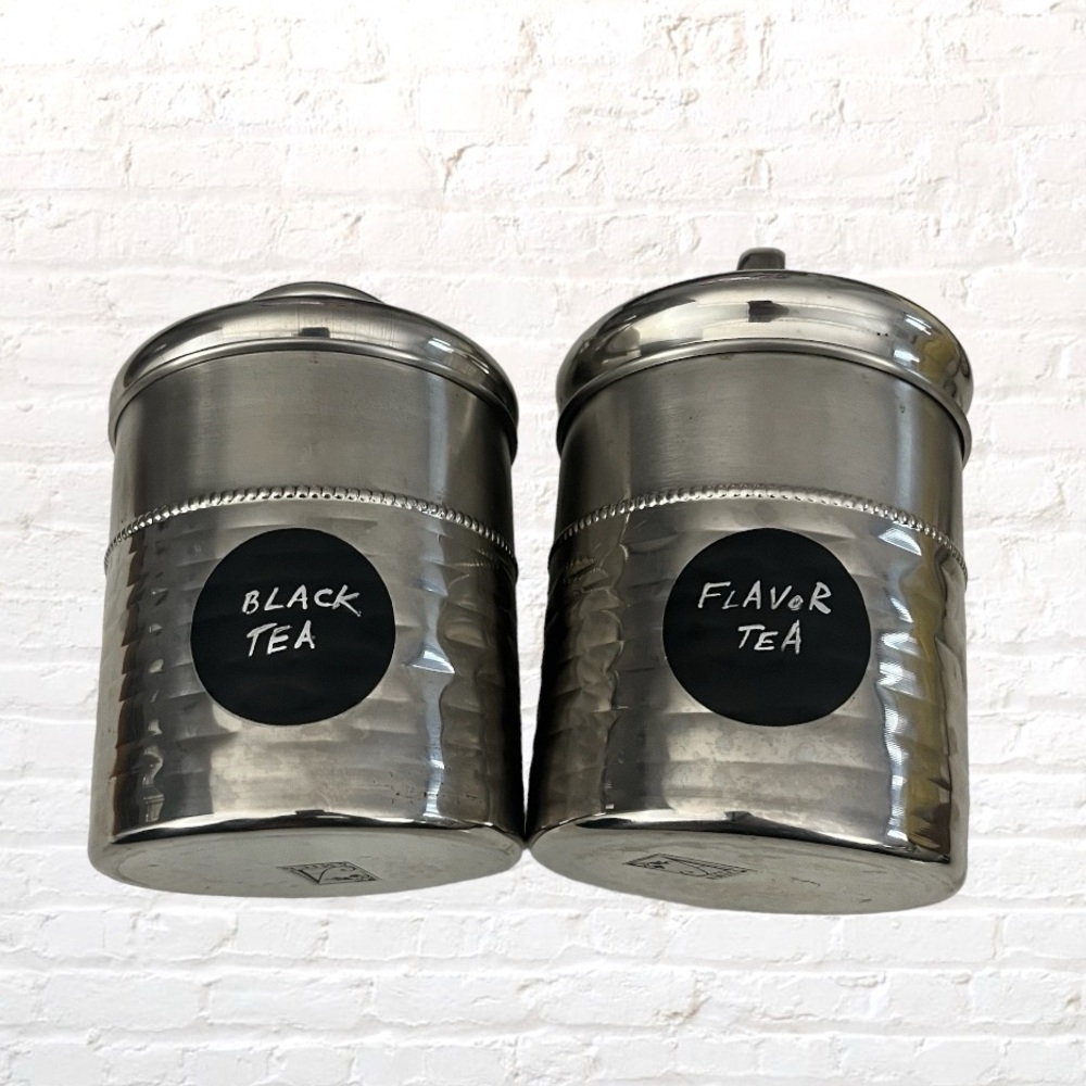 Bundle of 2 metal 4” tall storage bins with lids